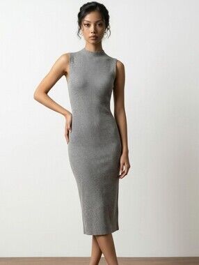 SNIDEL Knit Gray Ribbed Mock Neck OS